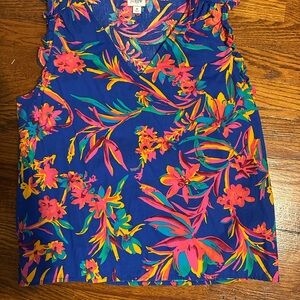 J Crew Cotton Floral Sleeveless Top, Medium